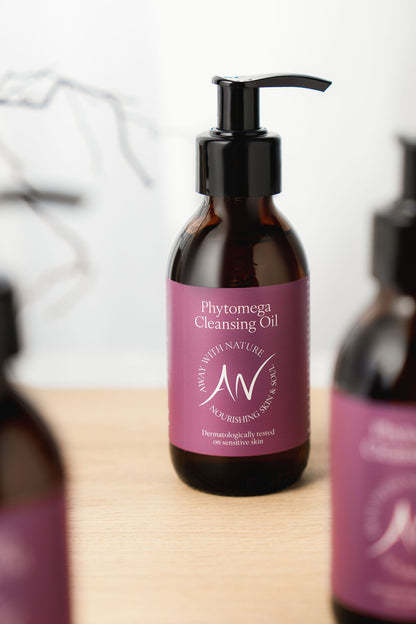 Away with Nature Phytomega Cleansing Oil 150ml natural oil cleanser in amber glass bottles